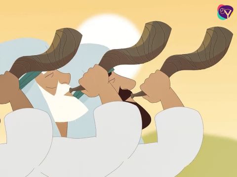 At Joshua signal, the priests blew their trumpets … – Slide 21