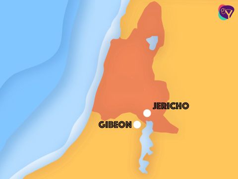 Nearby there was the city of Gibeon with many brave fighting men but even they were afraid. So they made a peace treaty with Joshua. – Slide 2