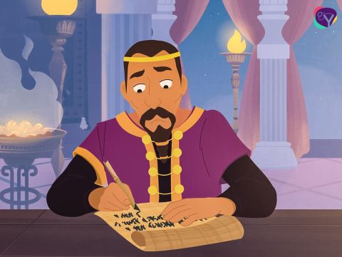 This frightened the kings of the neighbouring cities even more. So the King of Jerusalem, whose name was Adoni-Zedek, sent a message to four other kings nearby. – Slide 3
