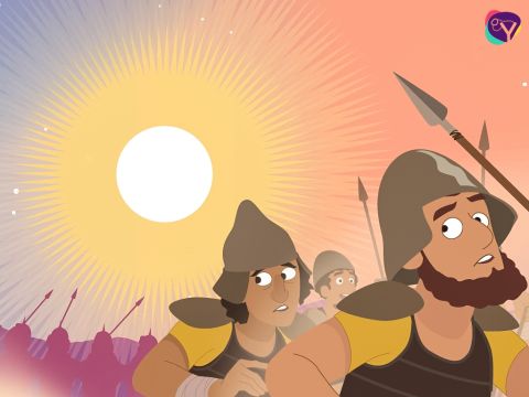 God answered Joshua's request, so that the sun and the moon stood still for a while until the people of Israel had defeated all their enemies. – Slide 11