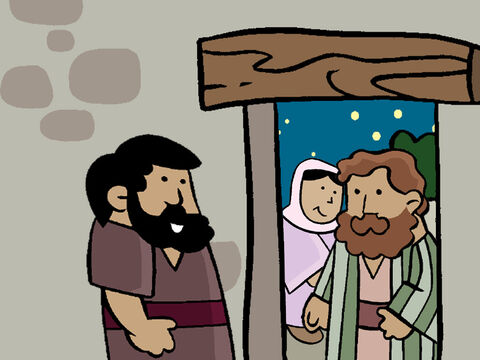 Mary had been told by an angel that she had been chosen to give birth to God’s Son, Jesus. <br/>When Mary was due to give birth, she and Joseph had to travel to Bethlehem to register their names with the Romans. They wanted to stay at an inn but the innkeeper had no room for them. – Slide 1