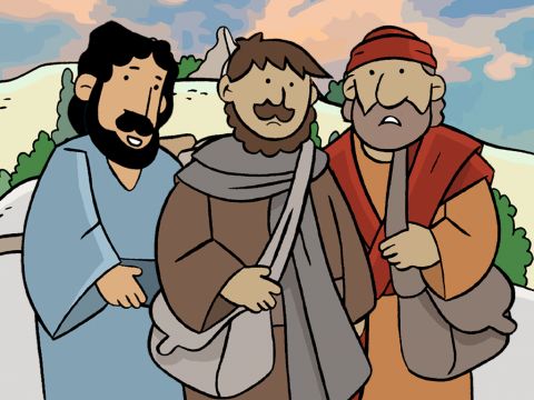 But the two followers of Jesus urged the Stranger to stay at their house. The Stranger accepted their invitation. – Slide 7
