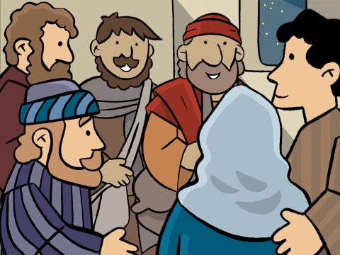 They found the other disciples meeting together in a room in Jerusalem and told them the good news. – Slide 14