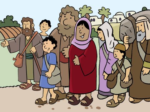 As they travelled many other people joined the crowd travelling to Jerusalem. There were many children on the trip and they loved to play together. – Slide 3