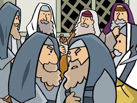 Around the edges of the courtyard were covered areas where the Temple teachers met to read and explain God’s laws. There were lots of adults gathered to hear the teachers. – Slide 14