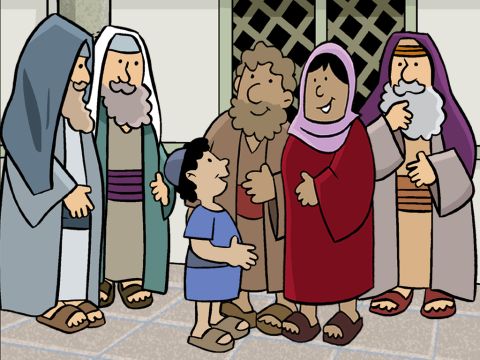 Mary asked Jesus, ‘Why have You done this to us? Joseph and I have been so worried about you.’ <br/>Jesus replied, ‘At 12 boys start to learn their father’s business and that is what I was doing.’ – Slide 17