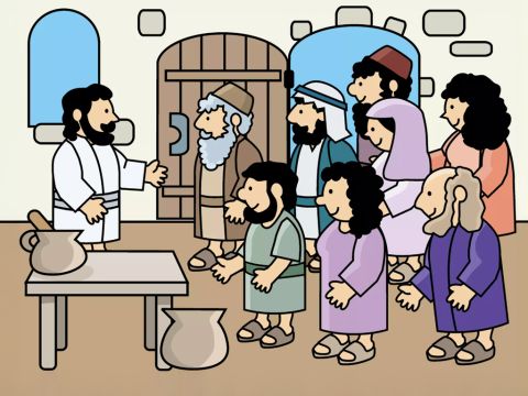 Jesus was inside a house, but it was very crowded. There were many people there wanting to see Jesus. – Slide 3