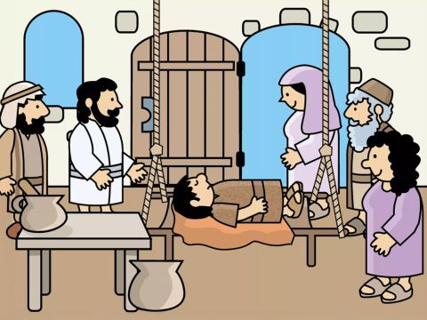 They lowered their sick friend all the way down to where Jesus was standing. – Slide 7