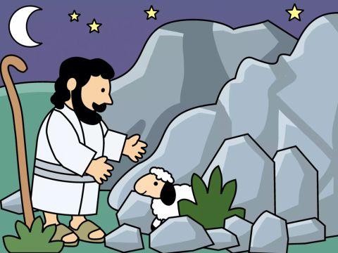 Jesus is like the shepherd. He doesn't want any of His little sheep to be lost. – Slide 14