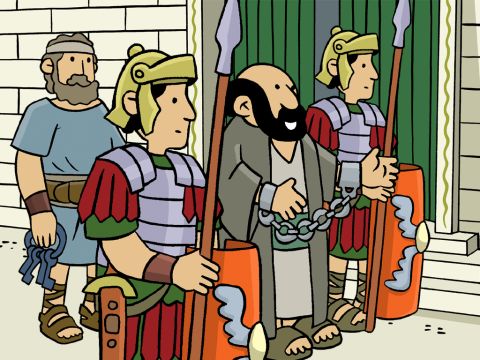 When the commander of the Roman troops saw what was happening, he sent his soldiers to arrest Paul and put him in chains. Paul tried to speak to the crowd about Jesus but they were so angry they wanted to kill him. – Slide 4