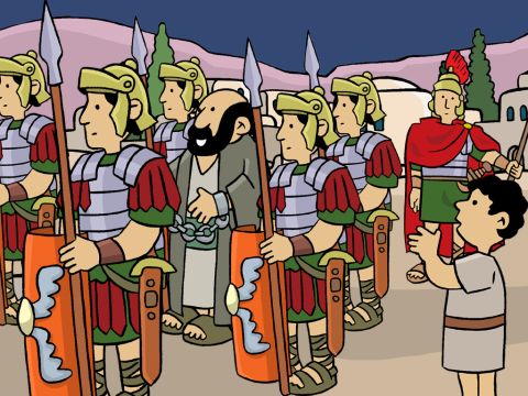 The commander called for a strong escort of two hundred soldiers, seventy horsemen, and two hundred spearmen to transport Paul to another city in the middle of the night. <br/>Paul was safe due to the courage of his nephew! – Slide 10