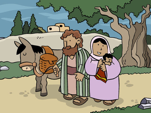 Then Mary and Joseph returned home to look after Baby Jesus – God’s Son – the promised Saviour of the world. – Slide 14
