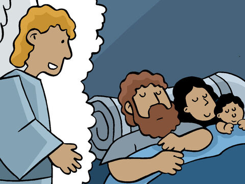 But an angel appeared to Joseph to warn him. <br/>‘Get up and flee with the boy and his mother to Egypt. Stay there until I say it’s time to go.’ – Slide 20