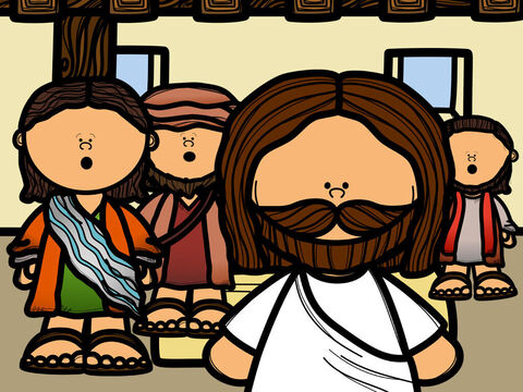 Suddenly Jesus appeared right in the middle of them. ‘Peace be with you,’ He said. – Slide 3