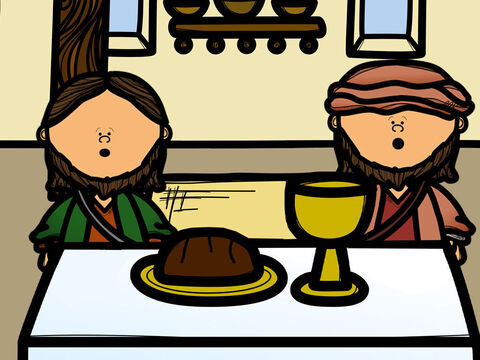 The moment they realised it was Jesus He disappeared from their sight. But they had no doubts it was Jesus who had broken bread with them. – Slide 6