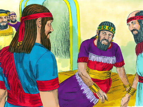 Daniel was brought in before the king. ‘I am told that you can give interpretations and solve difficult problems,’ the king told him. ‘If you can read these words and tell me their meaning, you will be clothed in purple robes of royal honor, and you will have a gold chain placed around your neck. You will become the third highest ruler in the kingdom.’ – Slide 9
