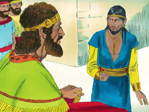King David was told that King Nahash of the Ammonites had died and his son Hanun had succeeded him as King. – Slide 1