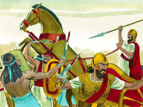 Joab and the troops with him advanced to fight the Arameans, and they fled before him.  – Slide 8