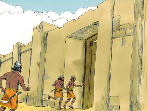 When the Ammonites realised that the Arameans were fleeing, they fled and went back inside the city. – Slide 10