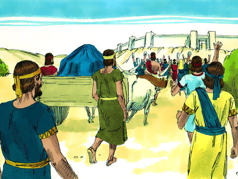 The whole of Israel assembled at Kireth-jearim and the Ark of God was put on a new cart with Uzzah and Ahio guiding it. They did not think it was important to obey God’s instruction that the Ark was only to be moved by the Levites. – Slide 7