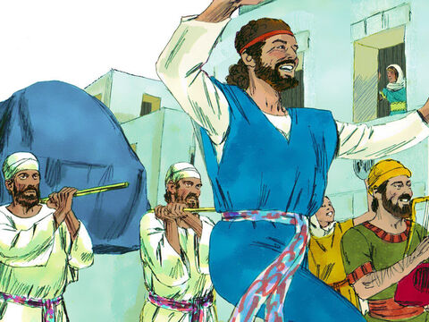 As the Ark of the Covenant was entering Jerusalem, David’s wife Michal, daughter of Saul, watched from a window. When she saw King David dancing and celebrating, she despised him in her heart. – Slide 16