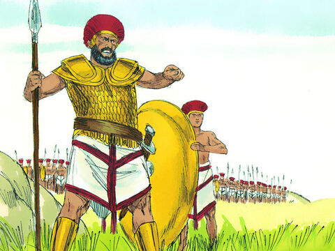 Goliath challenged the Israelites every morning and evening for forty days. – Slide 7