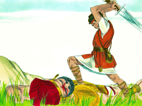 David ran took Goliath's sword out of its sheath, and cut off his head. – Slide 17