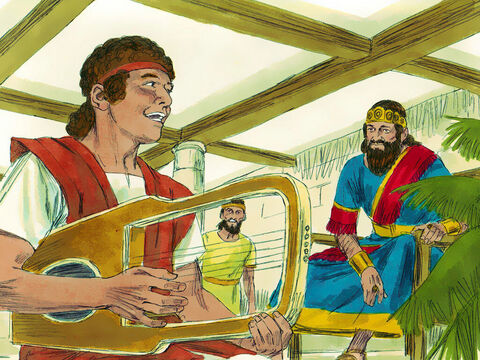 Whenever Saul was tormented David would play his lyre and the evil spirit would leave. – Slide 2