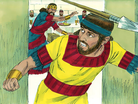 ‘Why should he be put to death? What has he done?’ Jonathan asked. Saul hurled his spear at Jonathan in anger. There was no doubt that David’s life was in danger. – Slide 19