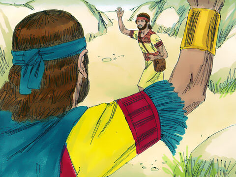 The two friends departed. David left to go into hiding and Jonathan returned home. – Slide 24
