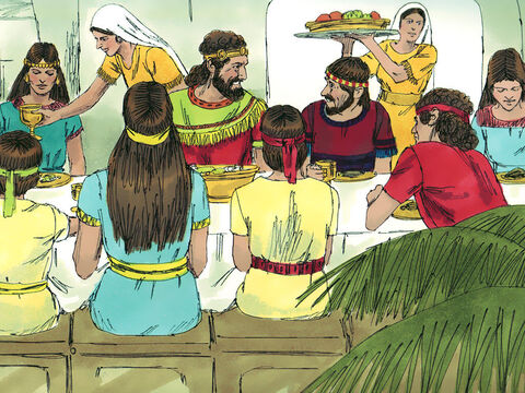 From that day all the members of Ziba’s household became servants of Mephibosheth. Mephibosheth lived in Jerusalem, and always ate at the king’s table. – Slide 9