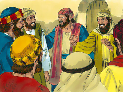 They found the other disciples and excitedly told them what had happened. The room they were in was locked. – Slide 14