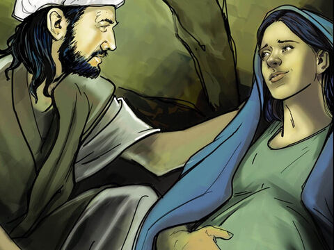 Joseph made Mary as comfortable as he could. – Slide 7