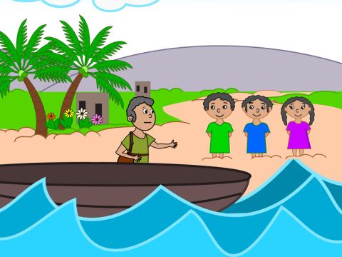 One day Jesus went and sat by the Sea of Galilee and a very large crowd gathered to hear Him speak. The crowd became so large that Jesus got in a fishing boat belonging to some of His disciples. – Slide 1