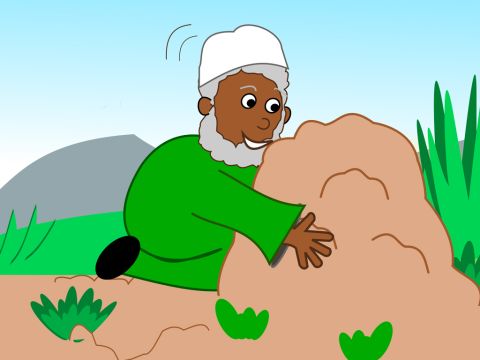 ‘What should he do? He hid the treasure again.’ – Slide 2
