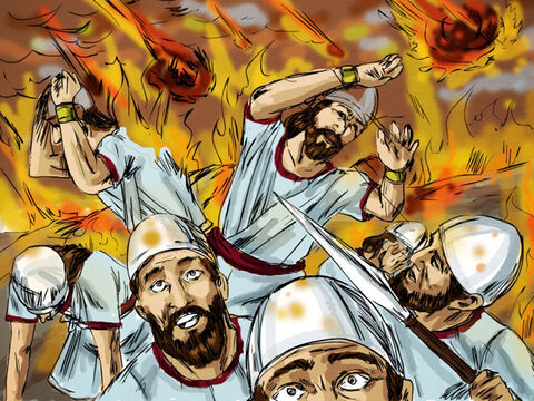 Immediately fire fell from heaven and consumed the captain and his men. When King Ahaziah heard what has happened he sent another army captain with his fifty men. – Slide 8