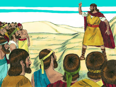 Elijah addressed the large crowd on Mount Carmel. ‘How long will you waver between two opinions? If the Lord is God, follow Him. But if Baal is God, follow him.’ The people remained silent. – Slide 11