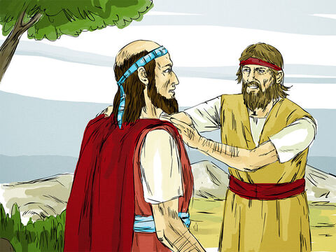 Elijah walked up to Elisha and threw his coat (mantle) over him. It was a sign that Elisha had been chosen by God to become a prophet who would one day take over from Elijah. Elisha left his oxen and ran after Elijah. – Slide 3