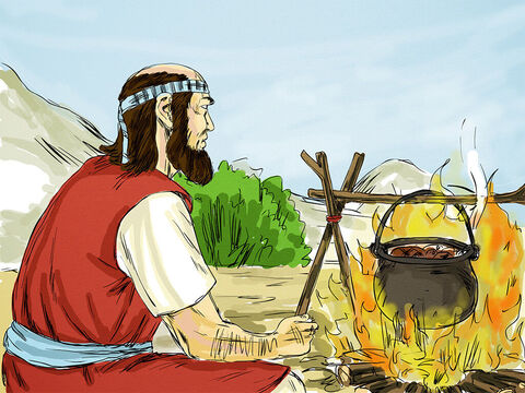 He burned his ploughing equipment to cook the meat. There was no way he could now carry on doing the job he had. – Slide 5