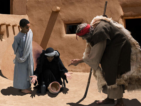 The poor widow shows Elijah all the flour she has left. – Slide 9