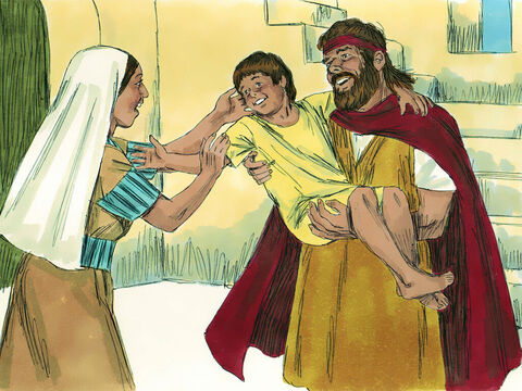 The Lord answered Elijah’s prayer. The spirit of the child returned, and he started breathing again! Elijah took him downstairs and gave him to his mother. ‘See! He’s alive!’ he beamed.‘I know now that you are a prophet of God,’ she told him. ‘Whatever you say is from the Lord!’ – Slide 13