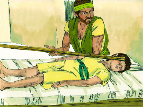 Gehazi went on ahead and laid the staff on the boy’s face, but there was no sound or response. – Slide 12