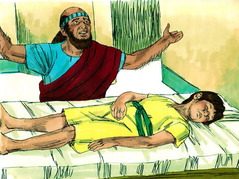 When Elisha reached the house, there was the boy lying dead on his couch. He went in, shut the door and prayed to the Lord. – Slide 14