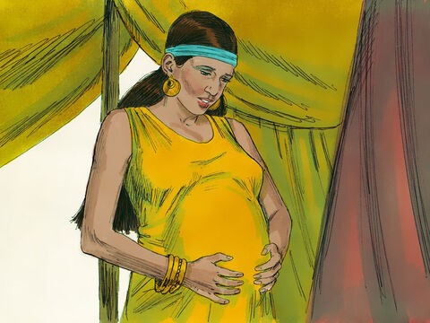 The Lord answered his prayer, and Rebekah became pregnant. She felt a lot of movement in her womb and asked God, ‘Why is this happening to me?’ – Slide 2