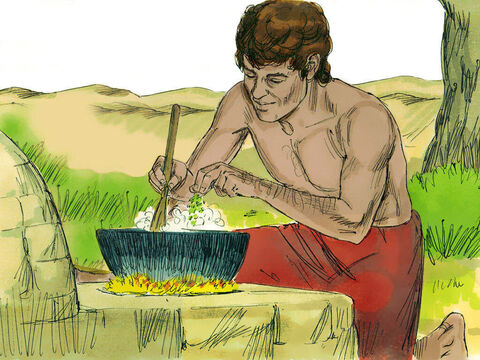 Jacob remained at home and cooked a lentil stew. – Slide 9