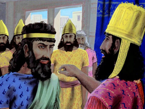 Sometime later the king appointed a new prime minister, a man called Haman. – Slide 17
