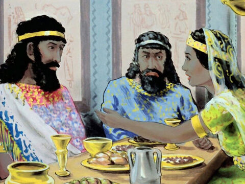Later, at dinner, Esther told the king that she was a Jewess, and begged him to save her people. – Slide 40