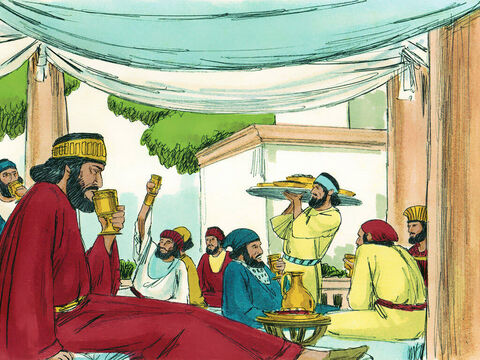 Chapter 1: King Xerxes (also known as Ahasuerus) was the most powerful man in the world. In the third year of his reign he invited the nobles and princes to a feast, which lasted 180 days. – Slide 1