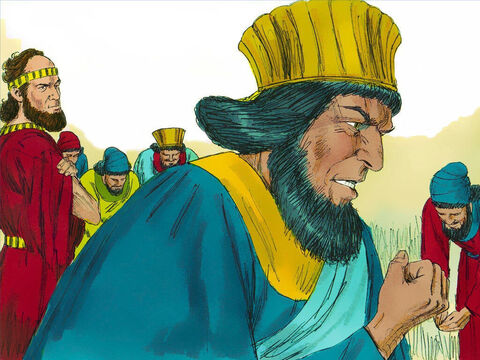 Haman left the palace in a good mood but when he saw that Mordecai had not bowed or shown him respect he was full of rage. – Slide 12