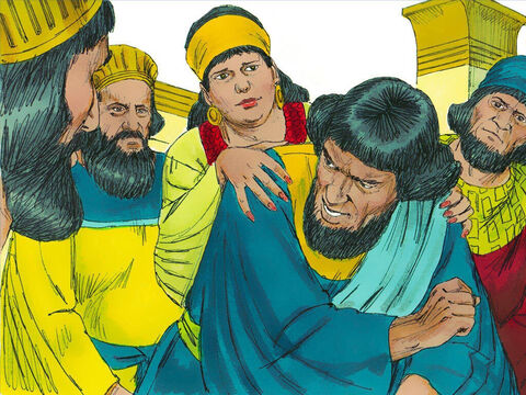 Haman went to his friends and Zeresh his wife and boasted to them about his great wealth, his many sons and the ways the King had honoured him. ‘I have been invited to a banquet by the King and queen tomorrow. But I cannot be happy while Mordecai the Jew is sitting at the King’s gate.’ – Slide 13